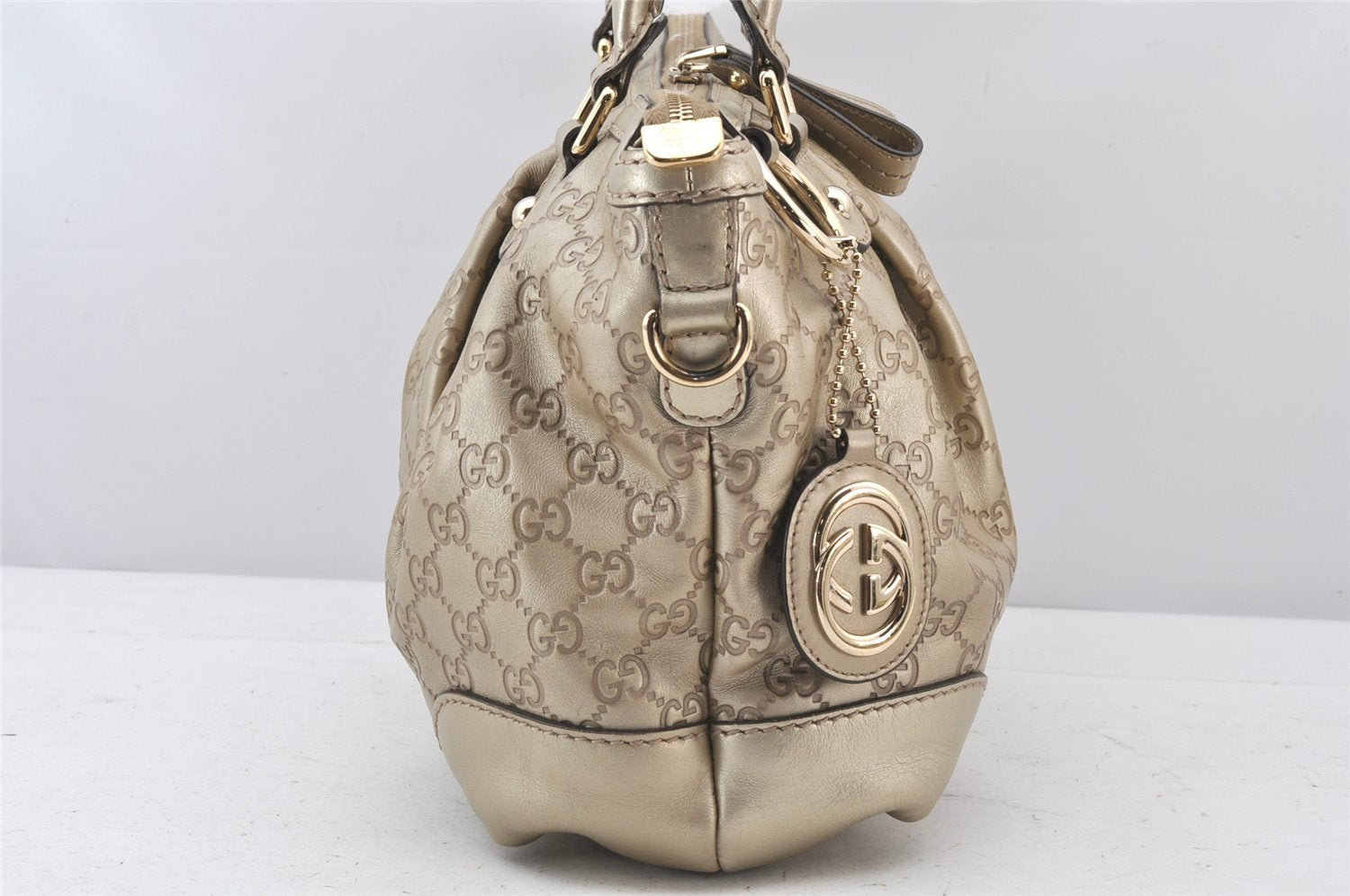 Authentic GUCCI Guccissima Sukey 2Way Tote Bag GG Leather 247902 Gold 5282K