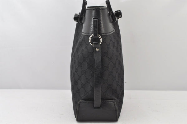 Authentic GUCCI Vintage Shoulder Tote Bag GG Canvas Leather 107757 Black 5283K