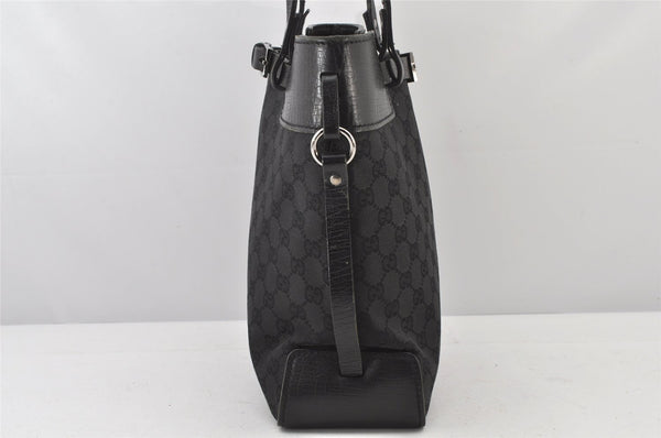 Authentic GUCCI Vintage Shoulder Tote Bag GG Canvas Leather 107757 Black 5283K
