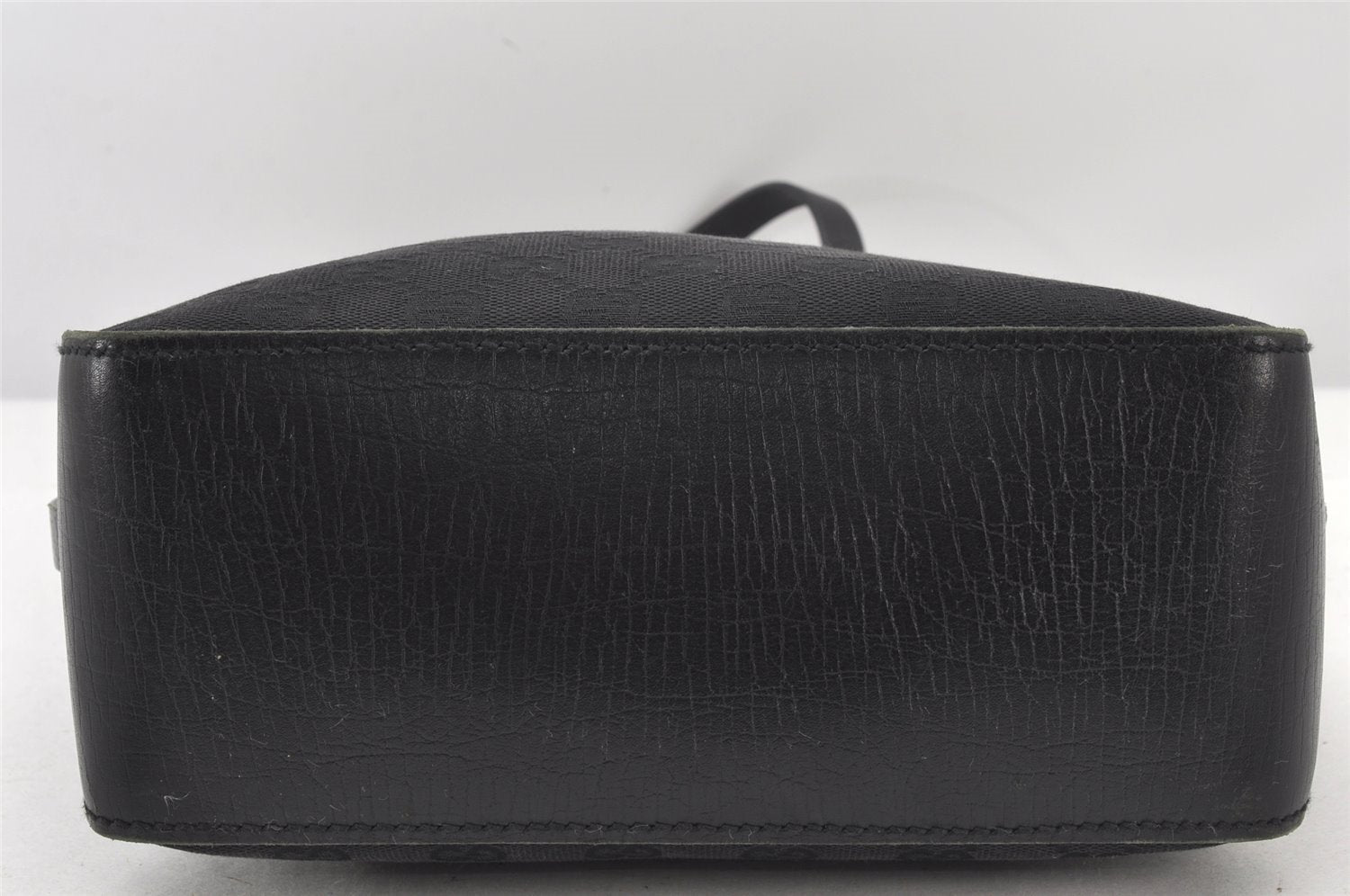 Authentic GUCCI Vintage Shoulder Tote Bag GG Canvas Leather 107757 Black 5283K
