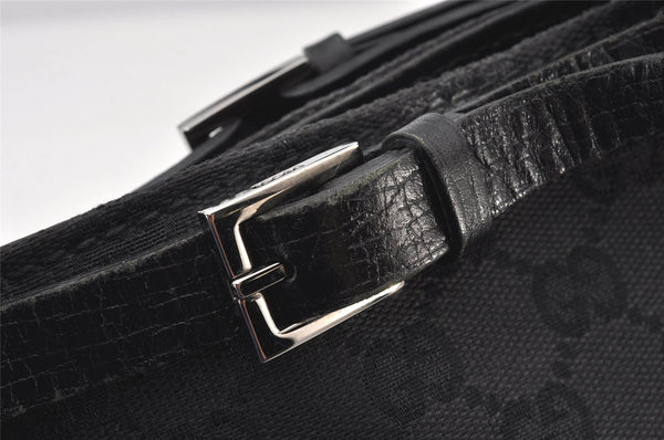 Authentic GUCCI Vintage Shoulder Tote Bag GG Canvas Leather 107757 Black 5283K