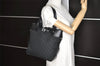 Authentic GUCCI Vintage Shoulder Tote Bag GG Canvas Leather 107757 Black 5283K