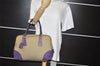 Authentic PRADA Vintage Canvas Leather Hand Boston Bag Beige 5284I