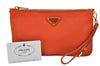 Authentic PRADA Tessuto Nylon Saffiano Leather Pouch Purse 1N1868 Orange 5284K