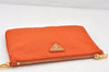 Authentic PRADA Tessuto Nylon Saffiano Leather Pouch Purse 1N1868 Orange 5284K