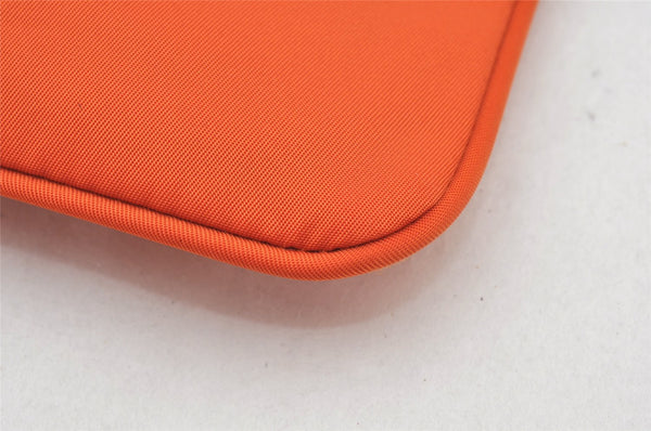 Authentic PRADA Tessuto Nylon Saffiano Leather Pouch Purse 1N1868 Orange 5284K