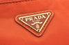 Authentic PRADA Tessuto Nylon Saffiano Leather Pouch Purse 1N1868 Orange 5284K