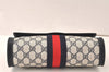 Authentic GUCCI Sherry Line Clutch Hand Bag Purse GG PVC Leather Navy Blue 5285K