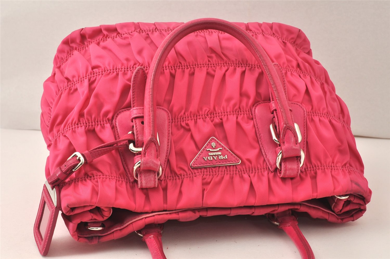 Authentic PRADA Nylon Tessuto Gaufre Leather 2Way Shoulder Hand Bag Pink 5286K