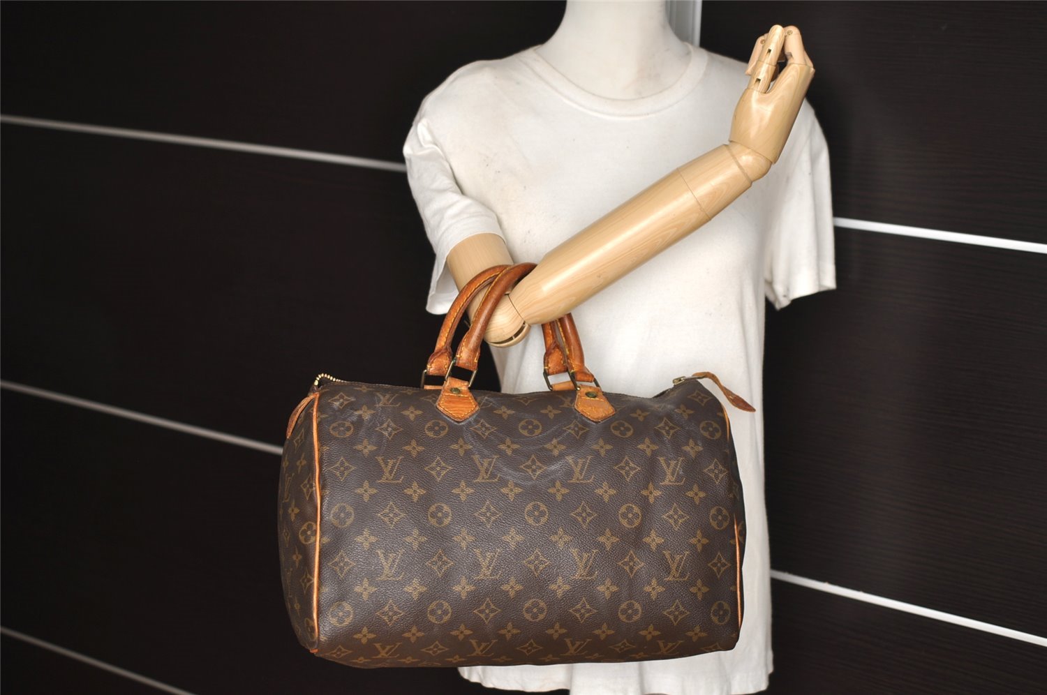 Authentic Louis Vuitton Monogram Speedy 35 Hand Boston Bag M41524 LV Junk 5287I