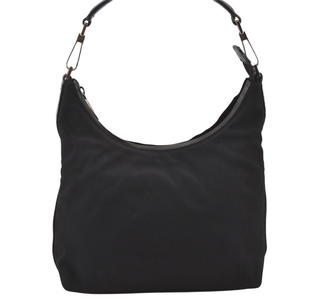 Authentic GUCCI Vintage Shoulder Hand Bag Purse Nylon Leather Black 5289K