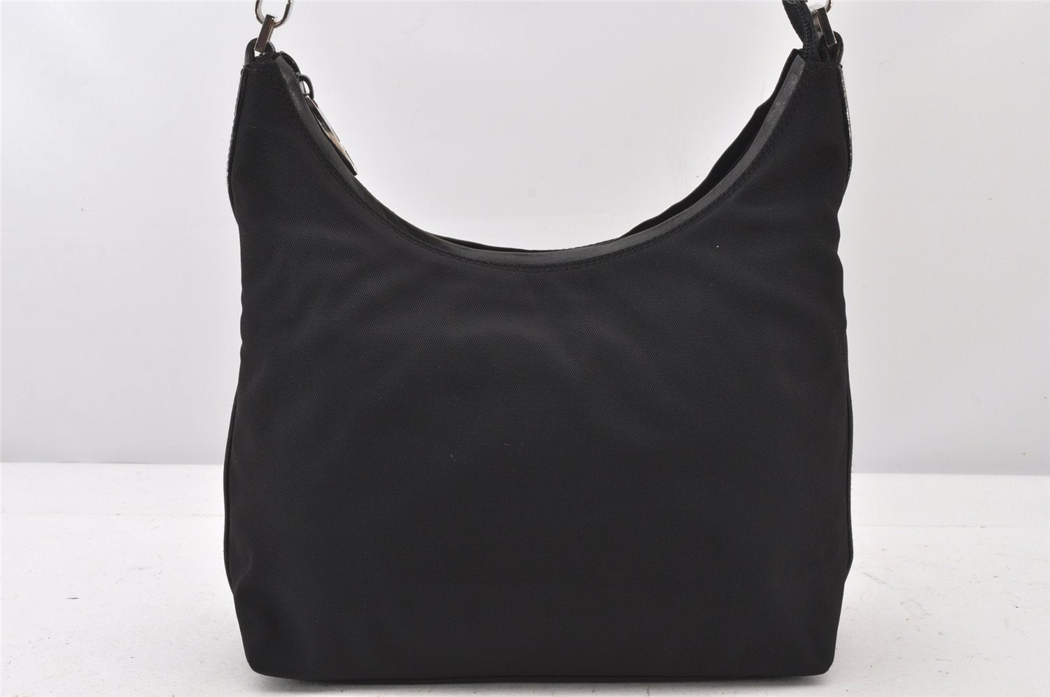 Authentic GUCCI Vintage Shoulder Hand Bag Purse Nylon Leather Black 5289K