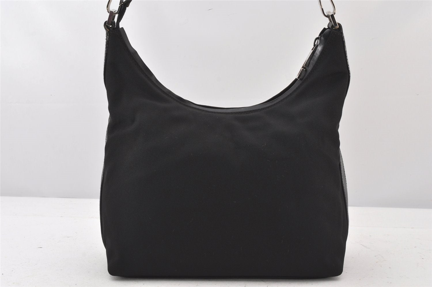 Authentic GUCCI Vintage Shoulder Hand Bag Purse Nylon Leather Black 5289K