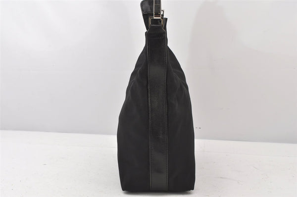 Authentic GUCCI Vintage Shoulder Hand Bag Purse Nylon Leather Black 5289K