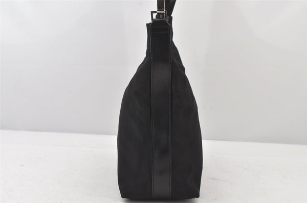 Authentic GUCCI Vintage Shoulder Hand Bag Purse Nylon Leather Black 5289K