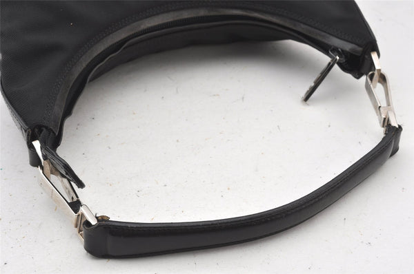Authentic GUCCI Vintage Shoulder Hand Bag Purse Nylon Leather Black 5289K