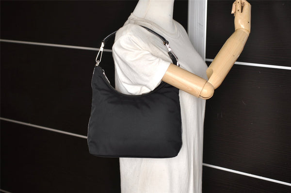 Authentic GUCCI Vintage Shoulder Hand Bag Purse Nylon Leather Black 5289K