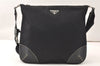 Authentic PRADA Nylon Tessuto Leather Shoulder Cross Body Bag Black 5290K