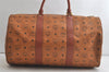 Authentic MCM Visetos Leather Vintage 2Way Shoulder Boston Bag Brown 5292K