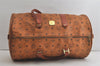 Authentic MCM Visetos Leather Vintage 2Way Shoulder Boston Bag Brown 5292K