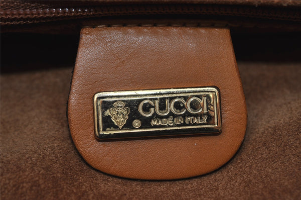 Authentic GUCCI Vintage Clutch Hand Bag Purse Leather Brown 5293I