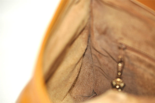 Authentic GUCCI Vintage Clutch Hand Bag Purse Leather Brown 5293I