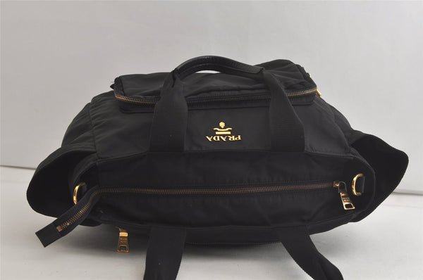 Authentic PRADA Nylon Tessuto Saffiano Leather 2Way Tote Bag Black 5293K