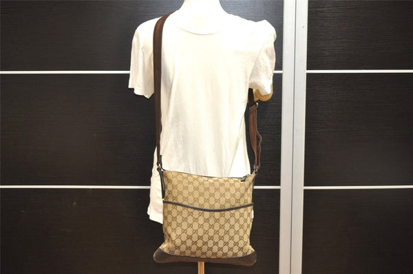 Authentic GUCCI Shoulder Cross Body Bag GG Canvas Leather 145857 Brown 5294I