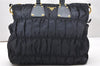 Authentic PRADA Nylon Tessuto Leather 2Way Shoulder Tote Bag Navy Blue 5294K