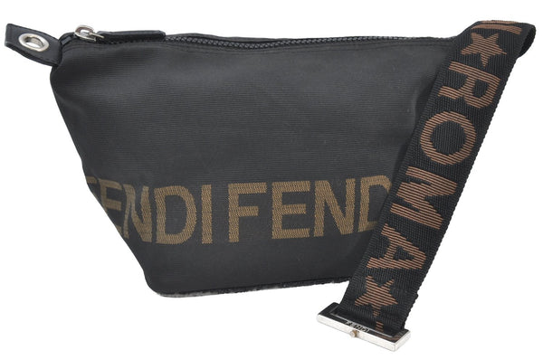 Authentic FENDI Vintage Shoulder Hand Bag Purse Nylon Leather Black Junk 5296E