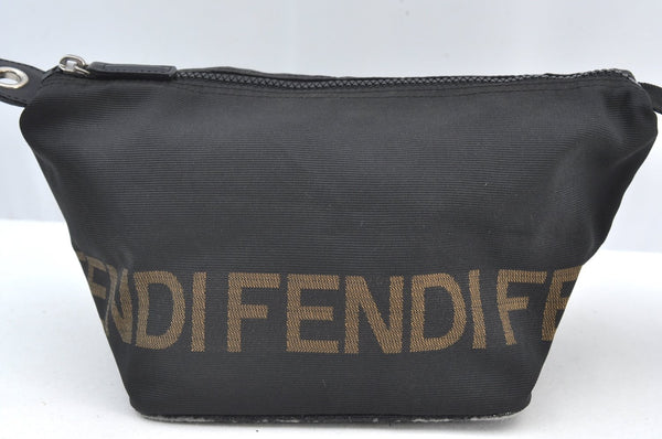 Authentic FENDI Vintage Shoulder Hand Bag Purse Nylon Leather Black Junk 5296E