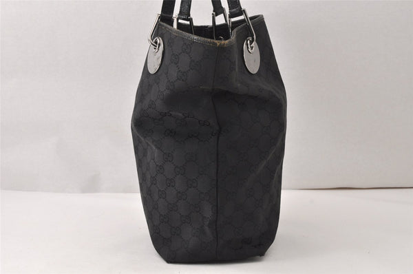Authentic GUCCI Eclipse Shoulder Tote Bag GG Canvas Leather 120836 Black 5296K