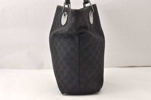 Authentic GUCCI Eclipse Shoulder Tote Bag GG Canvas Leather 120836 Black 5296K