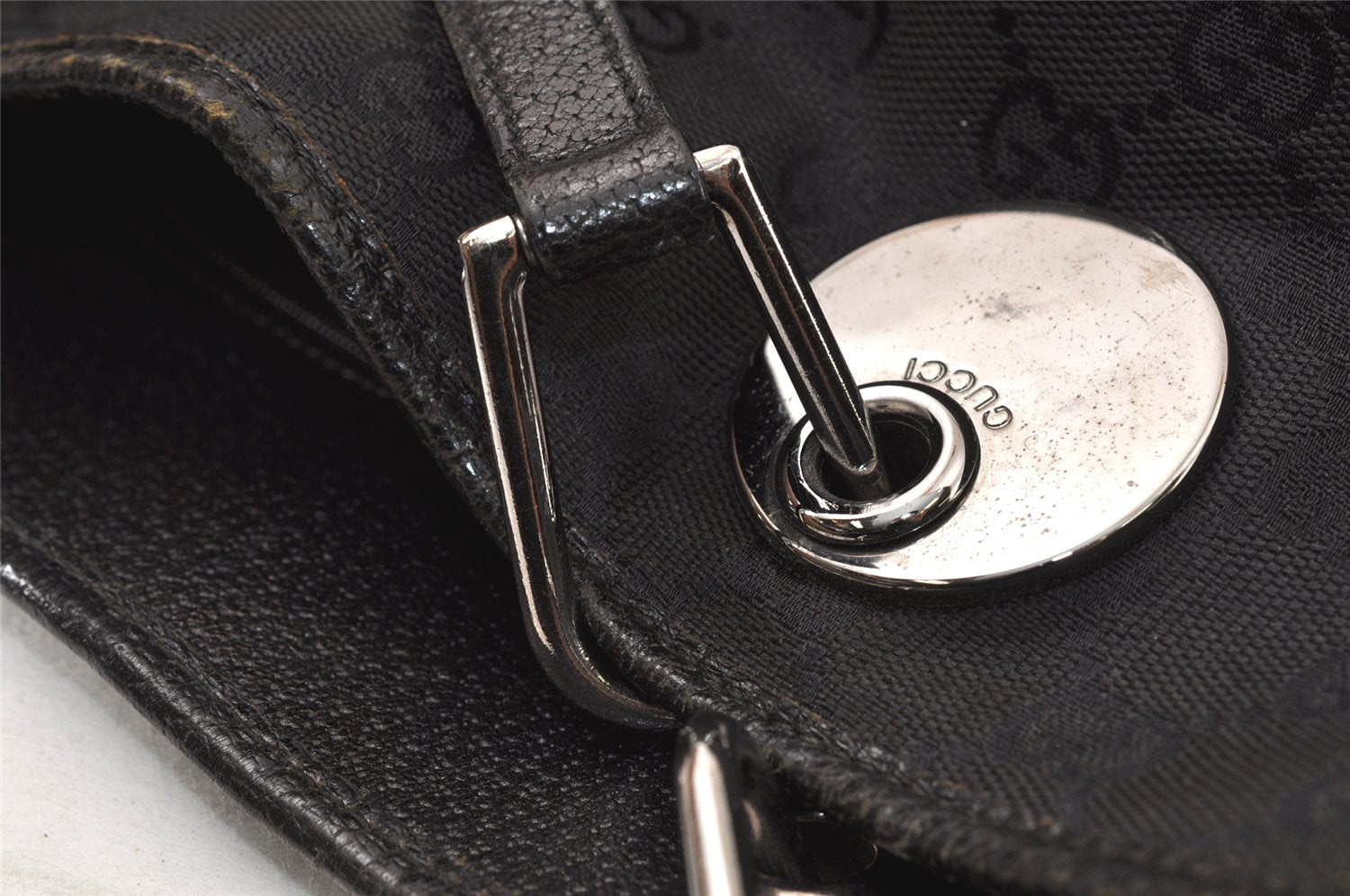 Authentic GUCCI Eclipse Shoulder Tote Bag GG Canvas Leather 120836 Black 5296K