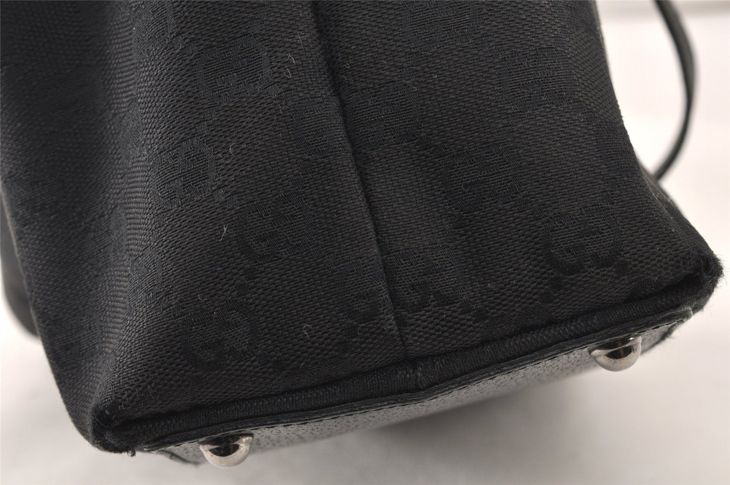 Authentic GUCCI Eclipse Shoulder Tote Bag GG Canvas Leather 120836 Black 5296K