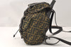 Authentic FENDI Zucca Drawstring Backpack Purse Nylon Leather Brown Junk 5297K