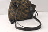 Authentic FENDI Zucca Drawstring Backpack Purse Nylon Leather Brown Junk 5297K