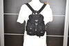 Authentic PRADA VELA Nylon Tessuto Leather Backpack Purse B6677 Black 5298I