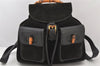 Authentic GUCCI Vintage Bamboo Drawstring Backpack Suede Leather Black 5298K