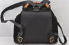 Authentic GUCCI Vintage Bamboo Drawstring Backpack Suede Leather Black 5298K