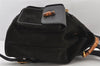 Authentic GUCCI Vintage Bamboo Drawstring Backpack Suede Leather Black 5298K