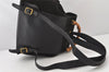 Authentic GUCCI Vintage Bamboo Drawstring Backpack Suede Leather Black 5298K