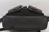 Authentic GUCCI Vintage Bamboo Drawstring Backpack Suede Leather Black 5298K