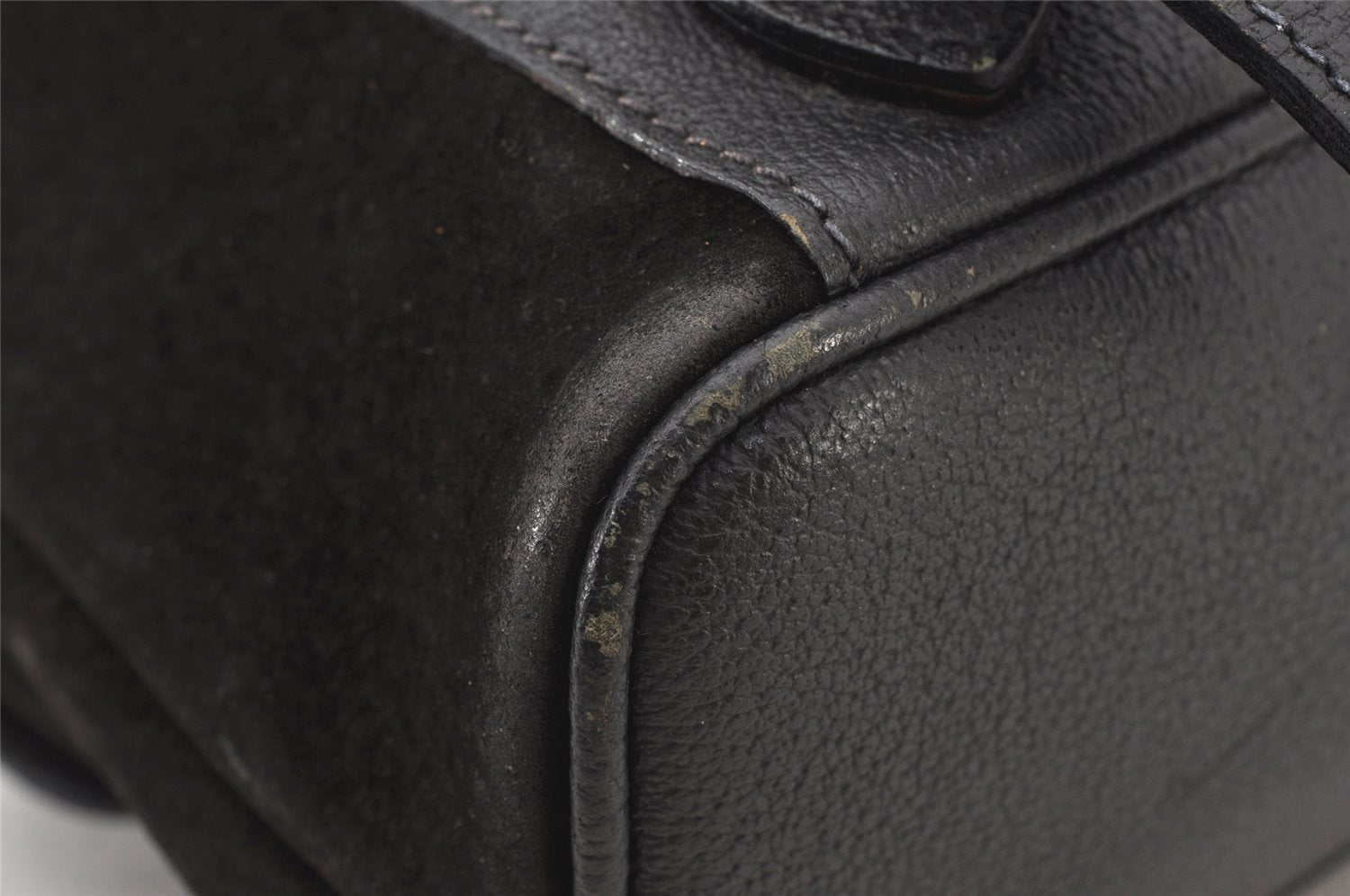 Authentic GUCCI Vintage Bamboo Drawstring Backpack Suede Leather Black 5298K