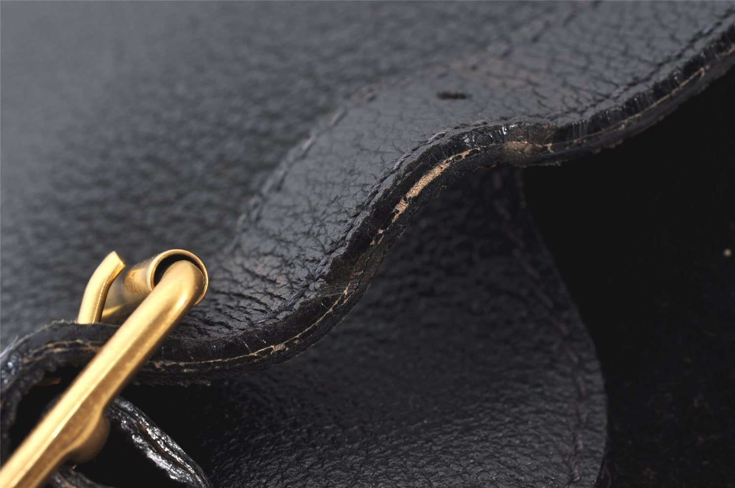 Authentic GUCCI Vintage Bamboo Drawstring Backpack Suede Leather Black 5298K
