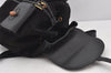 Authentic GUCCI Vintage Bamboo Drawstring Backpack Suede Leather Black 5298K