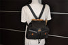 Authentic GUCCI Vintage Bamboo Drawstring Backpack Suede Leather Black 5298K