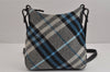 Authentic BURBERRY Check Shoulder Cross Body Bag Purse Wool Leather Black 5299J