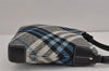 Authentic BURBERRY Check Shoulder Cross Body Bag Purse Wool Leather Black 5299J