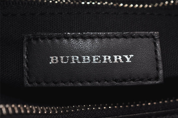 Authentic BURBERRY Check Shoulder Cross Body Bag Purse Wool Leather Black 5299J